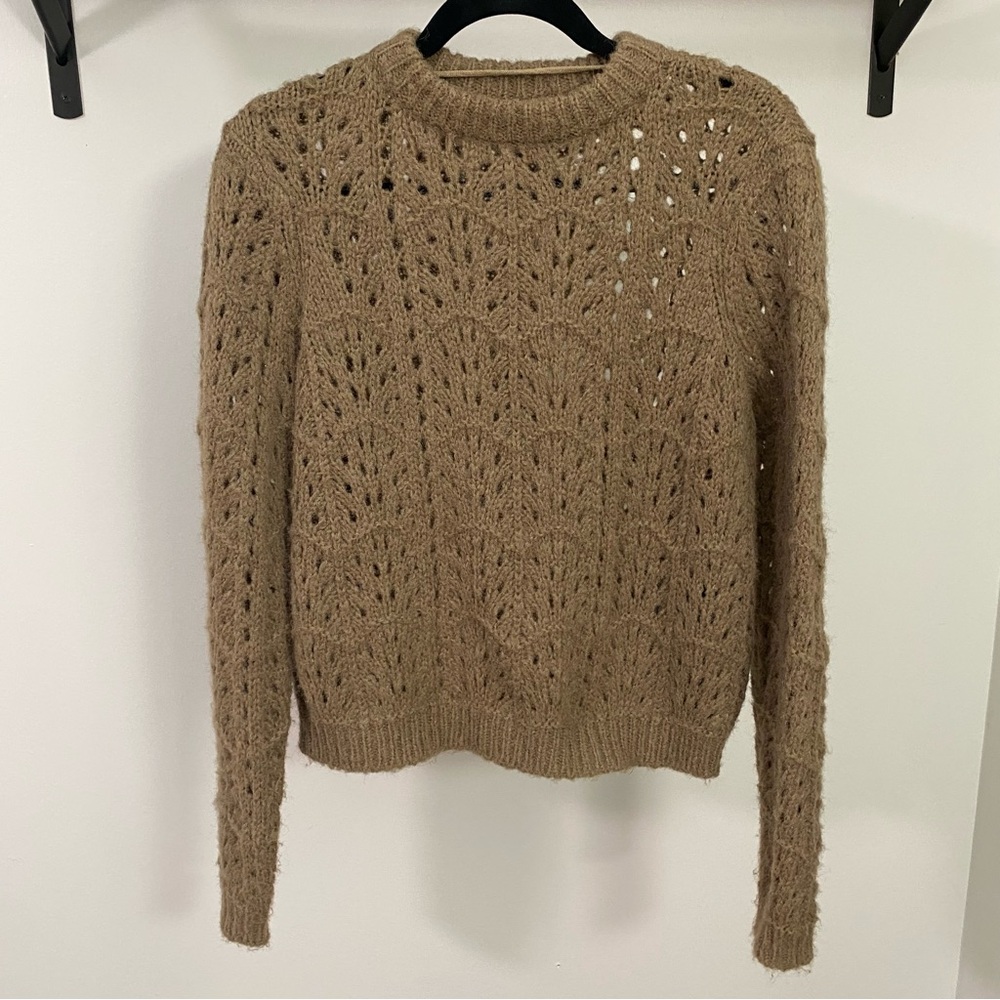 ⭐️ 2/$20 ⭐️ Brown Open Knit Crew Neck Sweater